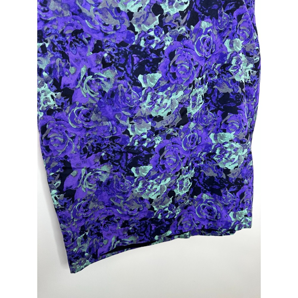 Talbots Petites Women 16P Purple Teal Floral Pencil Skirt Lyocell Cotton CN2806 - Picture 7 of 12